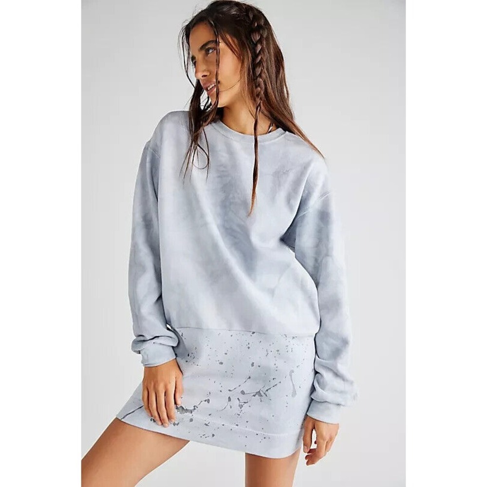 Free People Tricia Fix Pieced‎ Maxi Sweatshirt Steal Grey Size Medium New Tags
